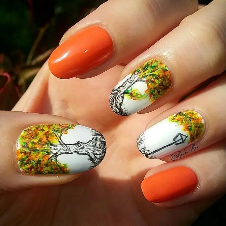 Fall Tree Nail Art Ideas for 2024: Embrace Autumn with Simple and Festive Designs