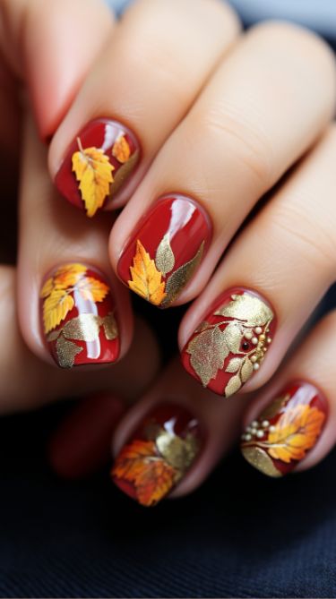 20 Stunning Fall Leaf Nail Designs for 2024: Embrace Autumn with Style