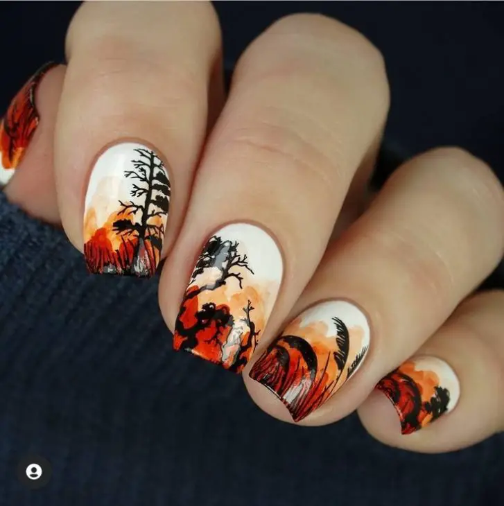 Fall Tree Nail Art Ideas for 2024: Embrace Autumn with Simple and Festive Designs