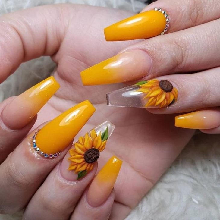 20 Fall Sunflower Nail Ideas for 2024: Acrylic, Short, Burgundy, and Almond Designs