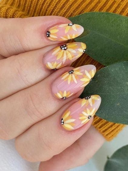 20 Fall Sunflower Nail Ideas for 2024: Acrylic, Short, Burgundy, and Almond Designs