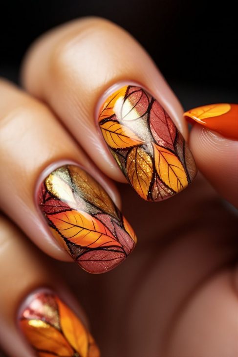 20 Creative Fall Tree Nail Art Ideas for 2024: Embrace Autumn with Stunning Designs