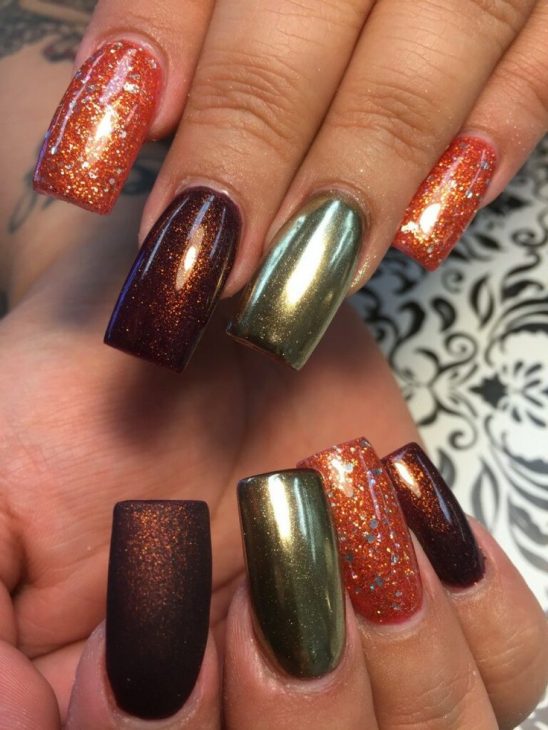 20 Stunning Fall Nails Glitter Ideas to Shine Bright This Autumn