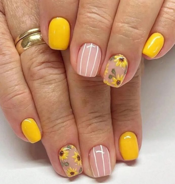 20 Fall Sunflower Nail Ideas for 2024: Acrylic, Short, Burgundy, and Almond Designs