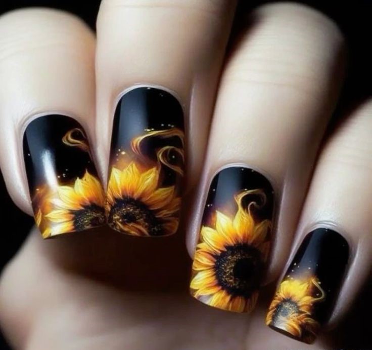 20 Fall Sunflower Nail Ideas for 2024: Acrylic, Short, Burgundy, and Almond Designs