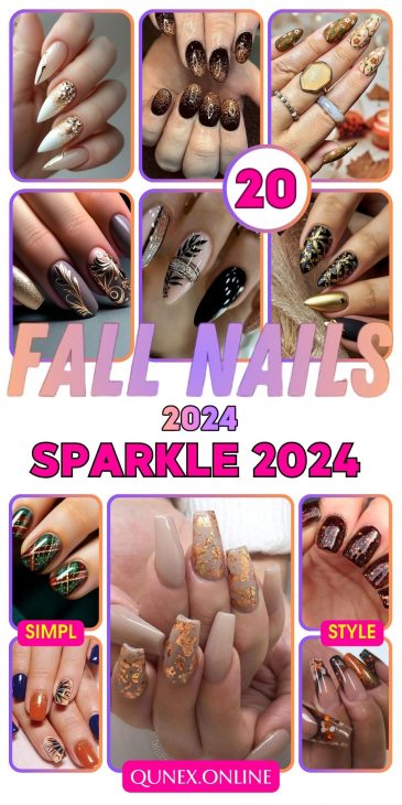 20 Fall Sparkle Nail Ideas for 2024: Glitter, Color Combos, and Acrylic Designs