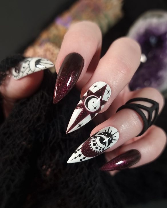 20 Witchy Nails Ideas: Almond, Stiletto, and Coffin Shapes for a Mystical Manicure