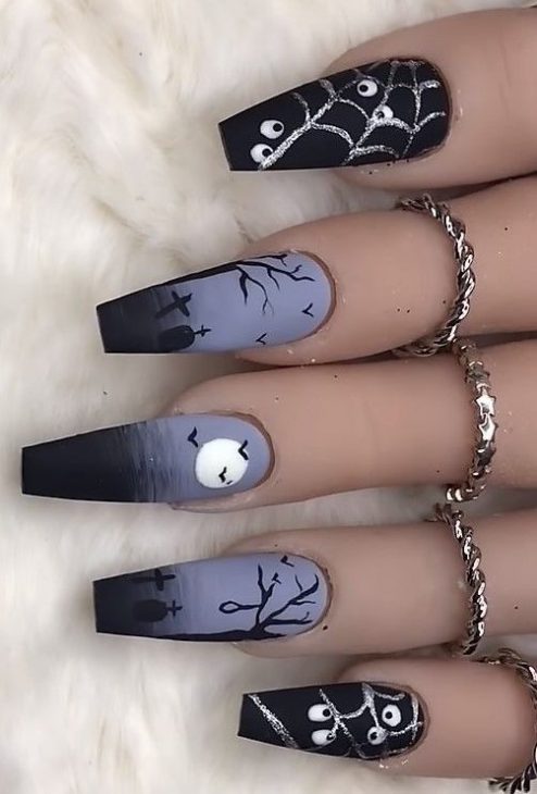 20 Black Halloween Nail Ideas: From Ghosts to Spider Webs, Nail Art to Die For