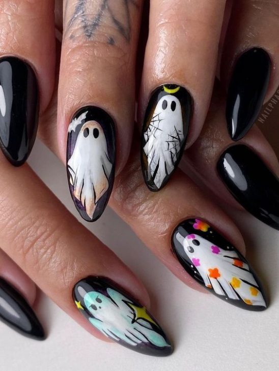 20 Black Halloween Nail Ideas: From Ghosts to Spider Webs, Nail Art to Die For