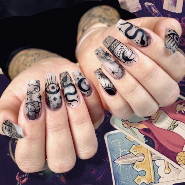 20 Witchy Nails Ideas: Almond, Stiletto, and Coffin Shapes for a Mystical Manicure