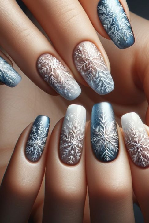 20 Stunning Snowflake Nail Ideas for 2024: Festive and Chic Winter Designs