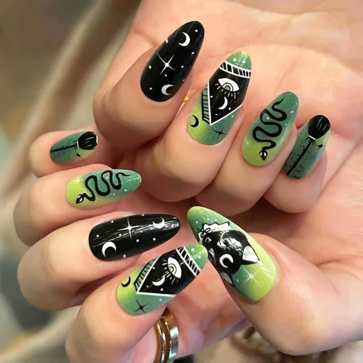 20 Witchy Nails Ideas: Almond, Stiletto, and Coffin Shapes for a Mystical Manicure