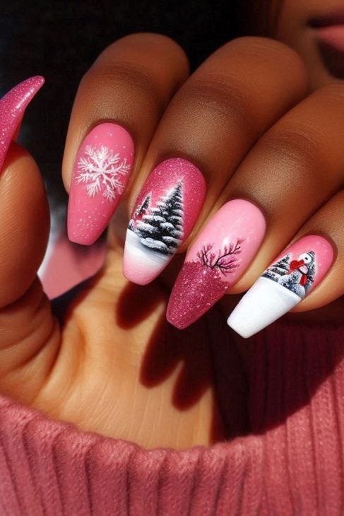 20 Stunning Pink Winter Nails Ideas for 2024-2025: Elegant, Festive, and On-Trend