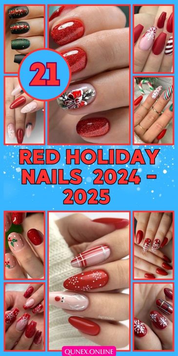 21 Festive Red Holiday Nail Designs for 2024-2025