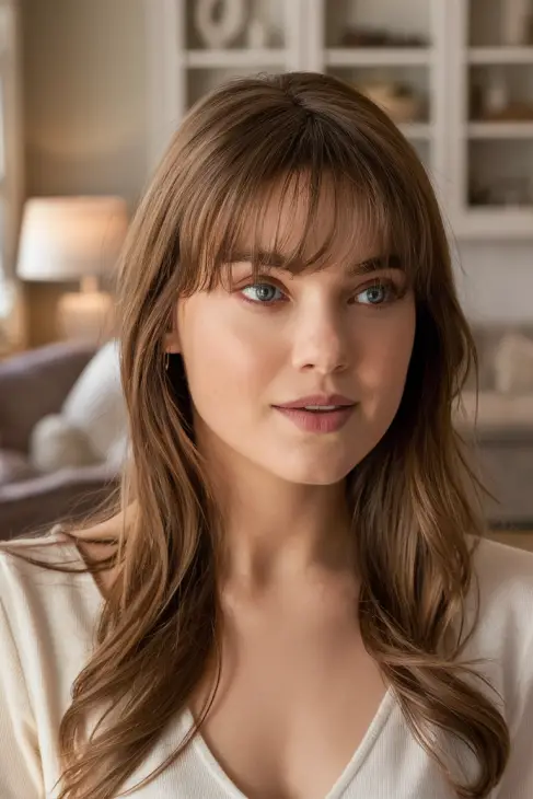 20 Trendy Wispy Bangs Hairstyles for Round Faces in 2025