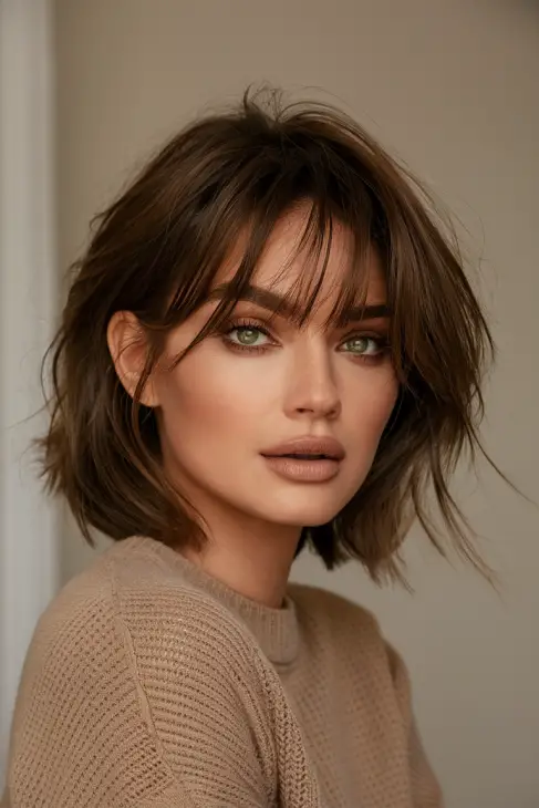 Embrace the Elegance of Short Hair with Curtain Bangs