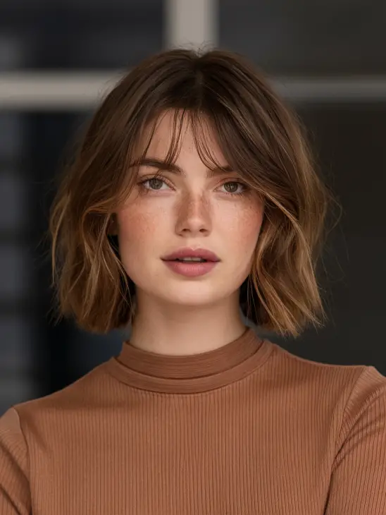 Embrace the Elegance of Short Hair with Curtain Bangs