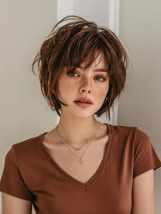 Embrace the Elegance of Short Hair with Curtain Bangs