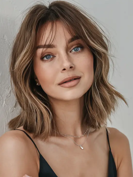 20 Trendy Wispy Bangs Hairstyles for Round Faces in 2025