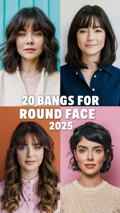 20 Bangs Ideas for Round Faces in 2025: Trendy Styles and Styling Tips