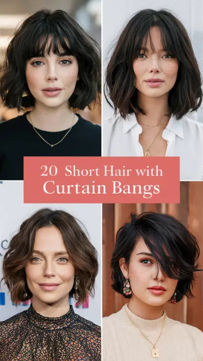 Embrace the Elegance of Short Hair with Curtain Bangs