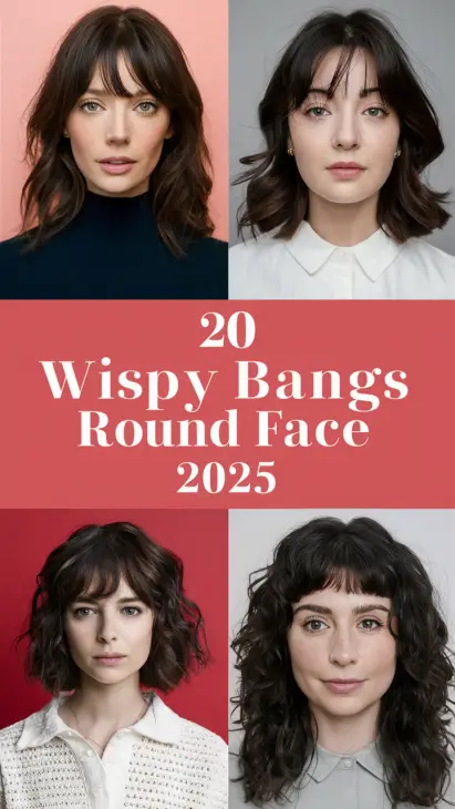 20 Trendy Wispy Bangs Hairstyles for Round Faces in 2025