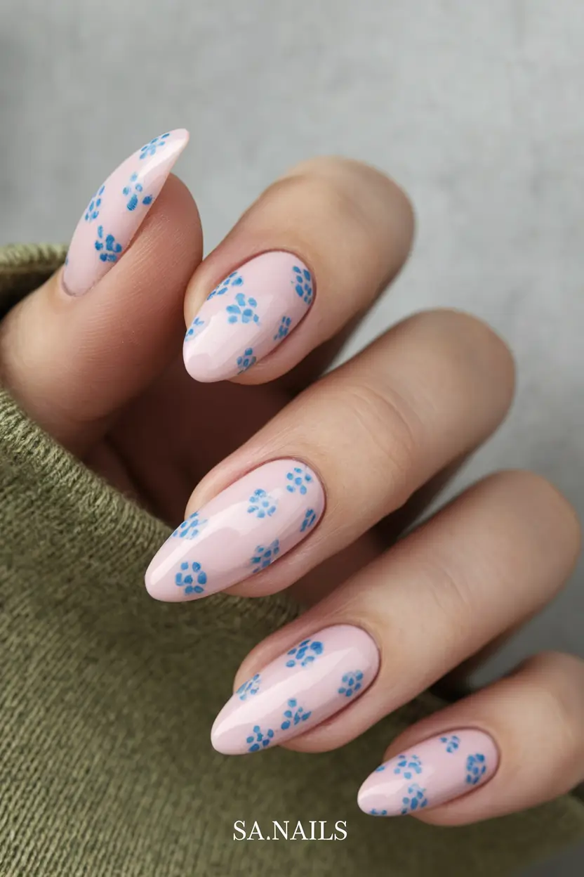 june nail colors Sweet Blue Ditsy Florals