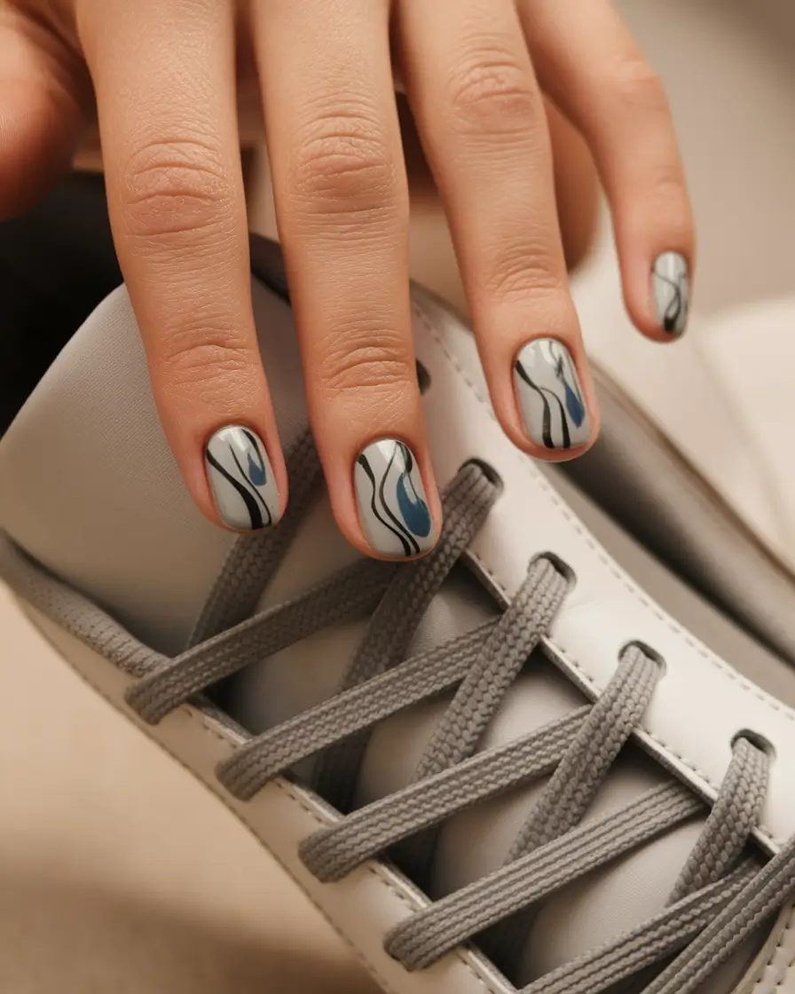 june nail colors Cool-Toned Minimalism With Ink Lines