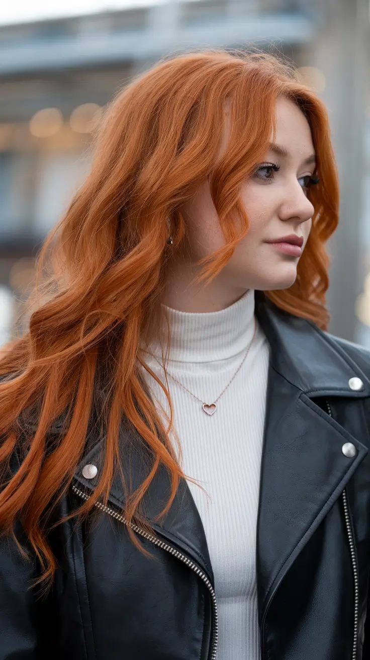 summer hairstyle work Soft Ginger Waves with Curtain Bangs