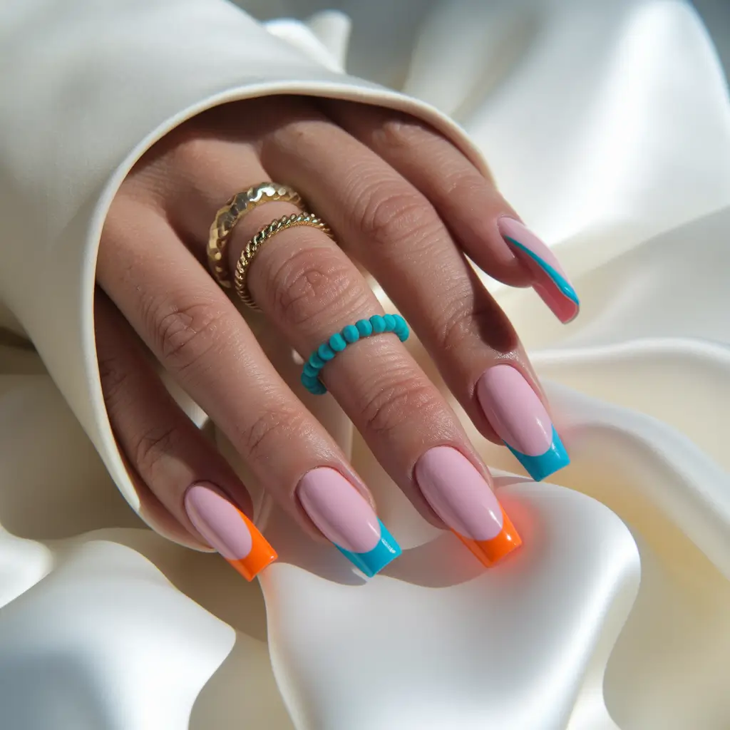 june nails Color Block French With a Twist