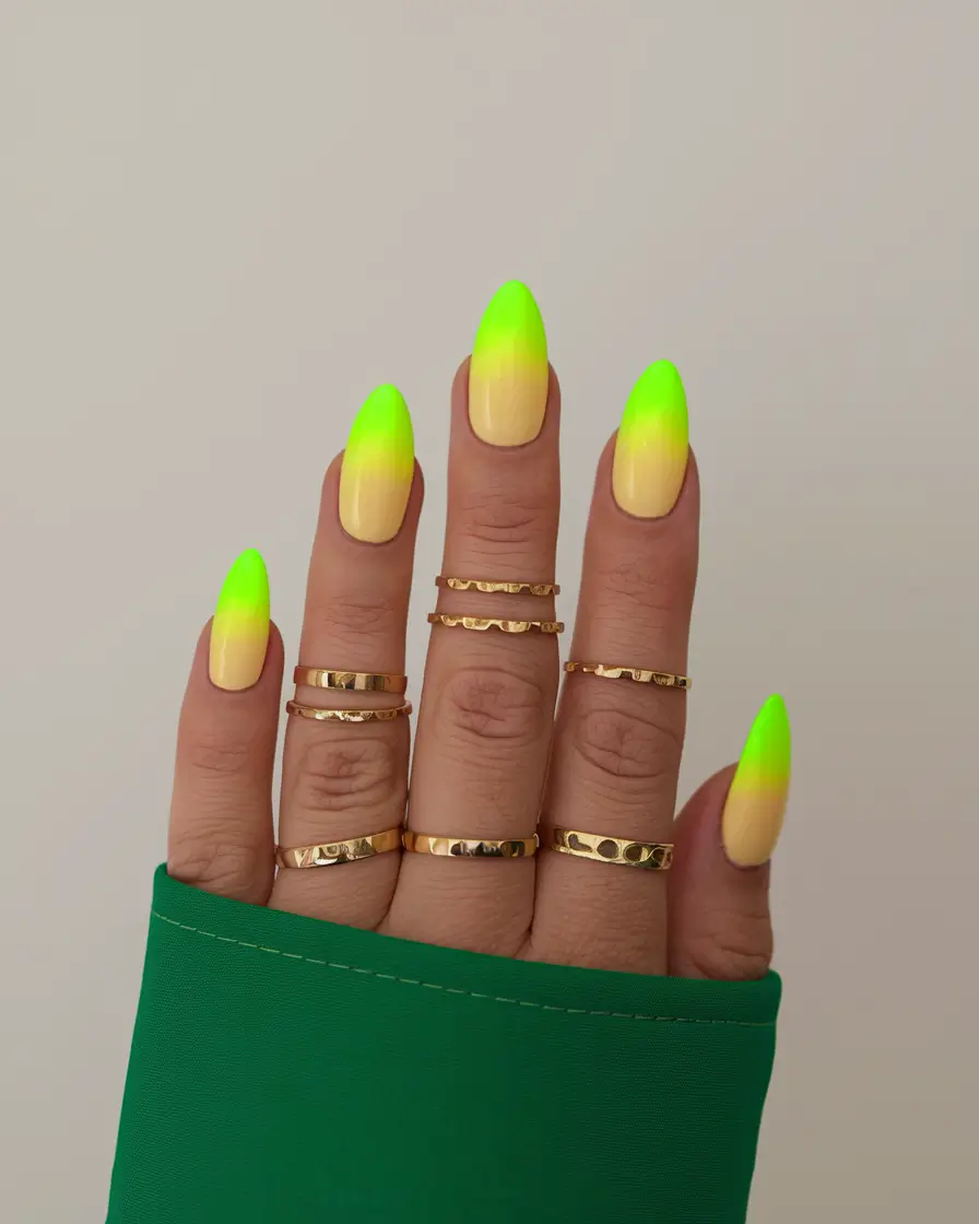 june nails Neon Almond Gradient