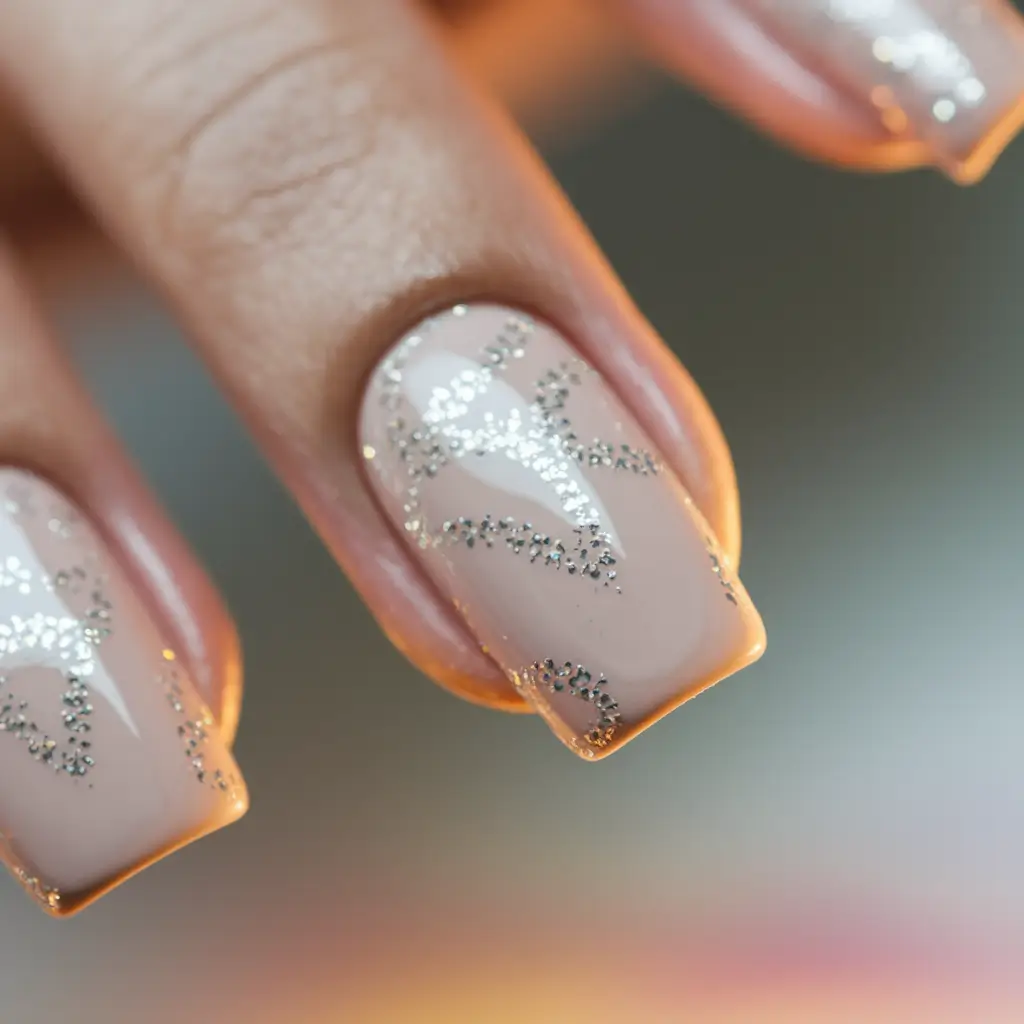 june nails Champagne Sparkle Swirls