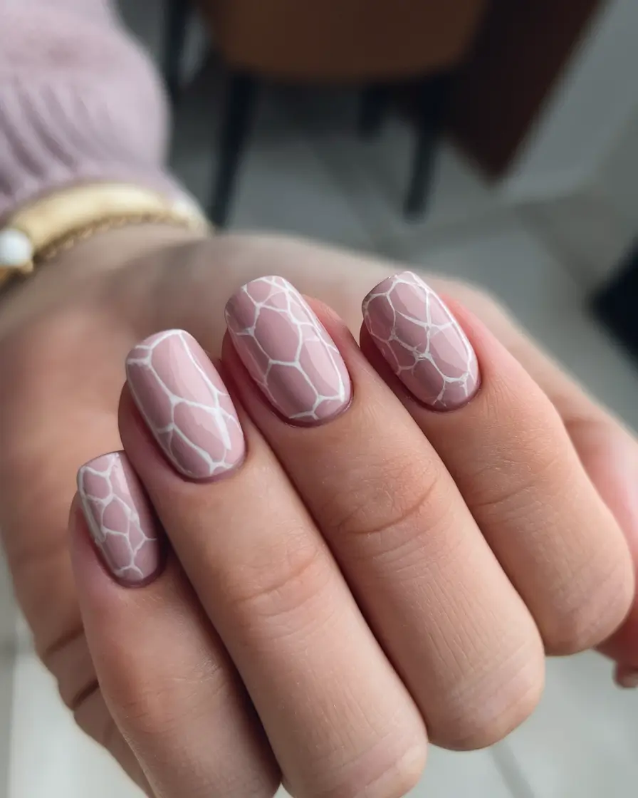 short nail inspo summer Soft Pink Mesh with a Modern Edge