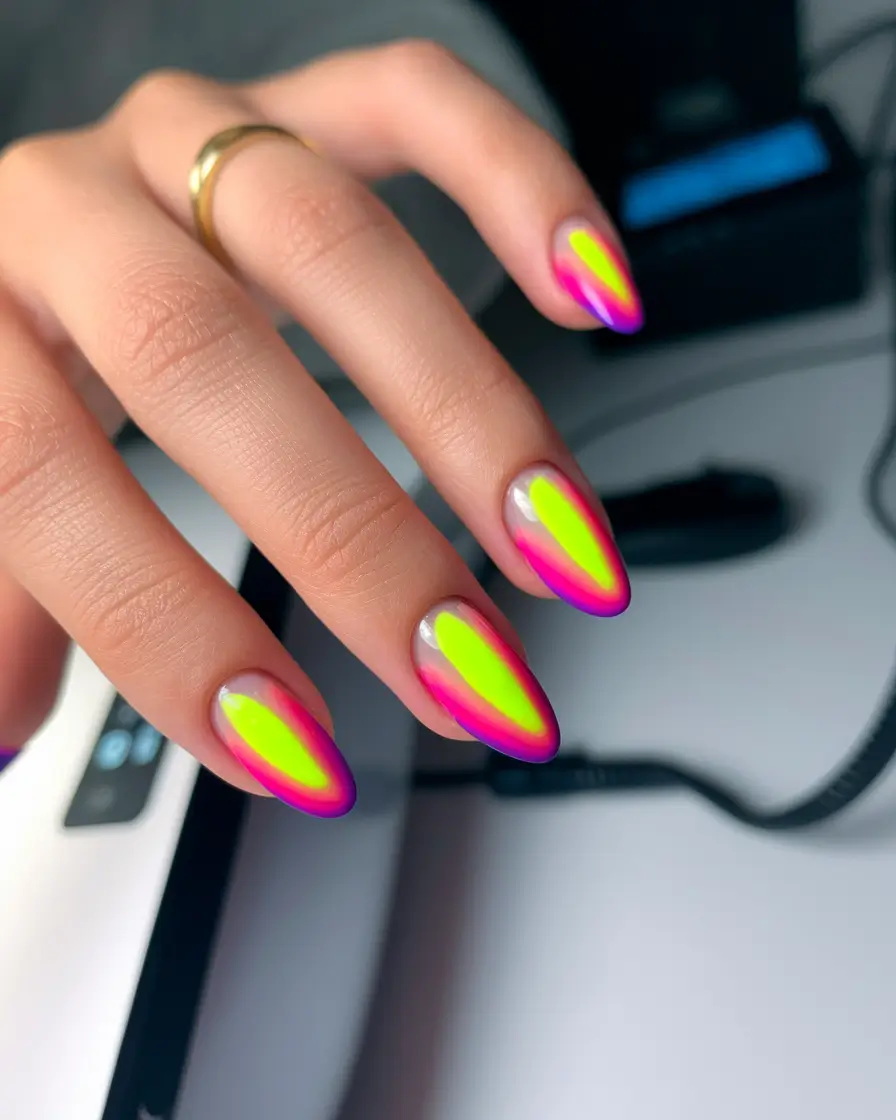 short nail inspo summer Electric Y2K Gradient in Neon Pop