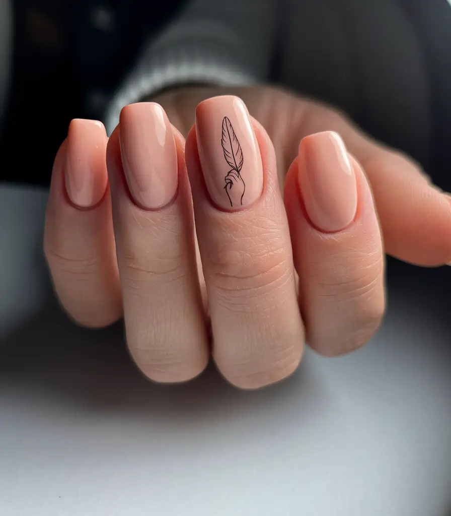 short nail inspo summer Minimalist Peach With a Fine-Line Twist