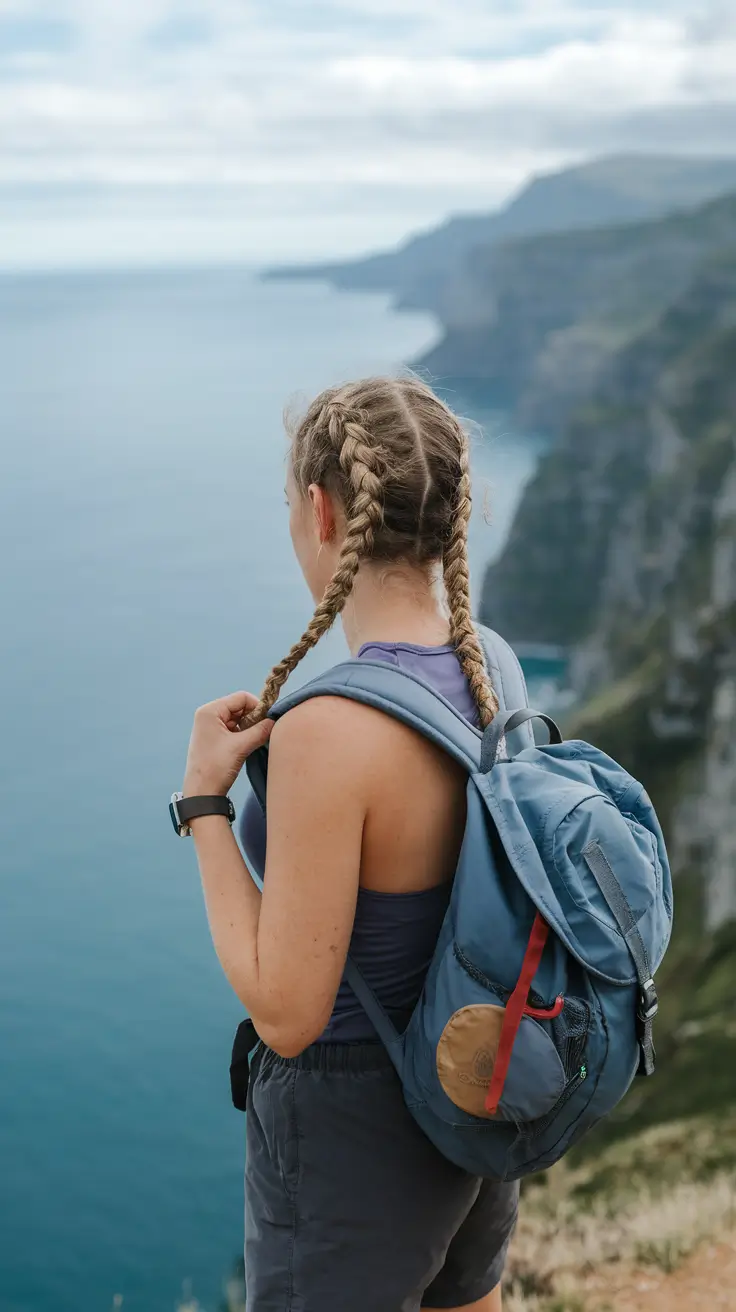 vacation hairstyles summer Active Double Braids for Coastal Adventures