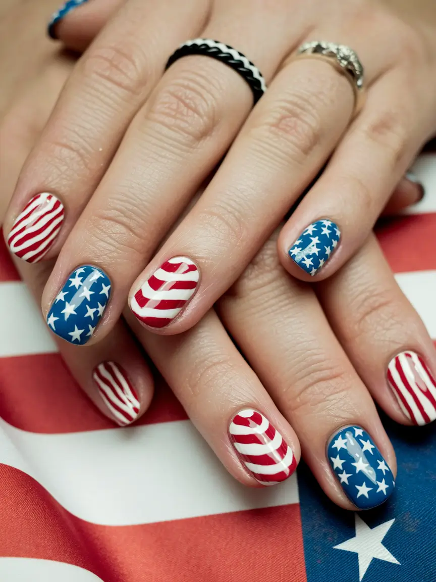 patriotic nails design Star-Spangled Flag Chic