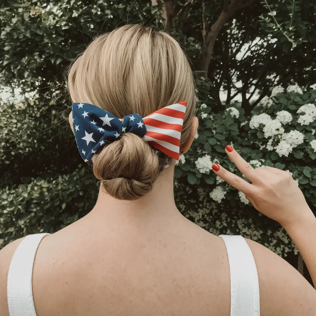 hair-4th-july-Classic-Low-Bun-with-a-Patriotic-Twist