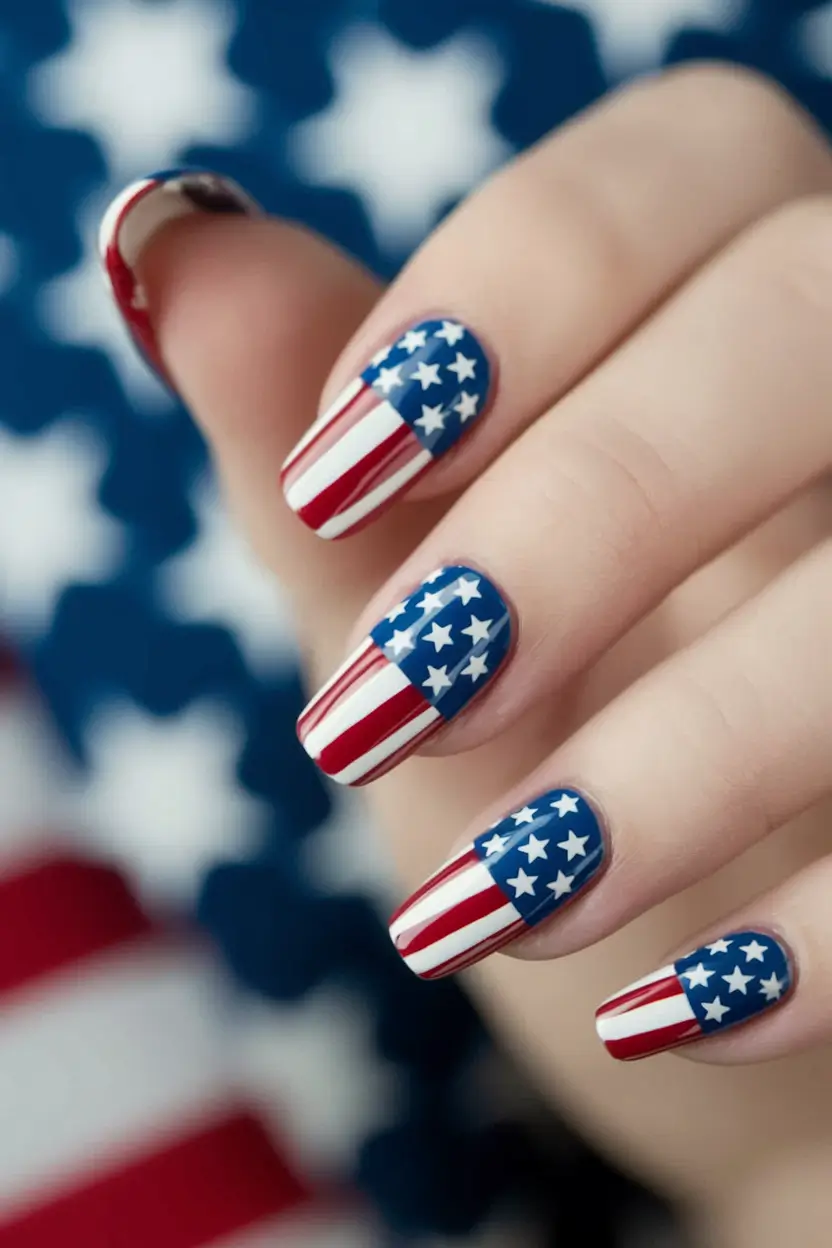 patriotic nails design Modern Americana Split Design