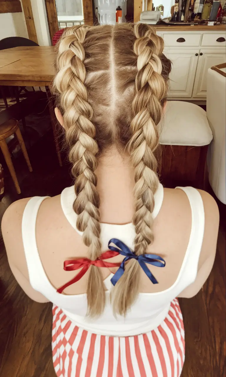 4th-of-july-hair-Double-Dutch-Braids-with-Festive-Ribbon-Details