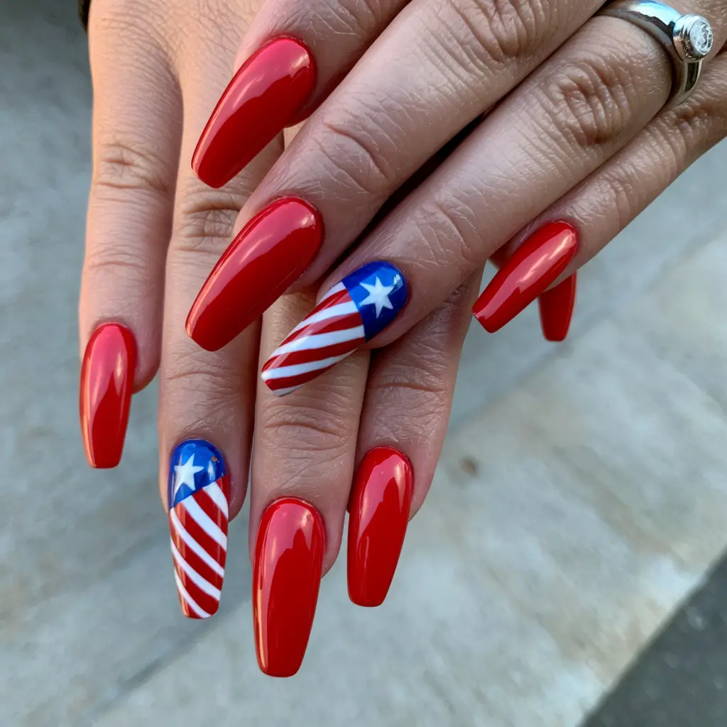 patriotic nails design Red Power with a Patriotic Twist