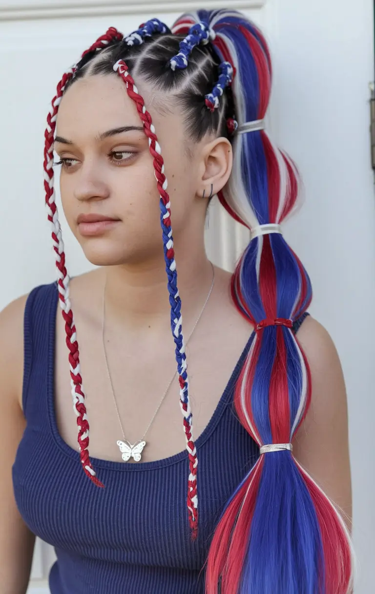 4th-of-july-hair-Vibrant-Ponytail-Parade