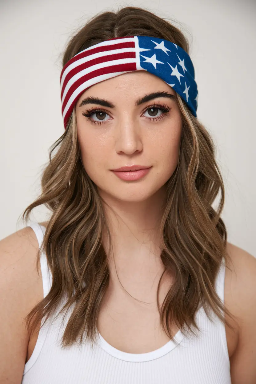 4th of july hairstyles ideas 2025 Star-Spangled Headband