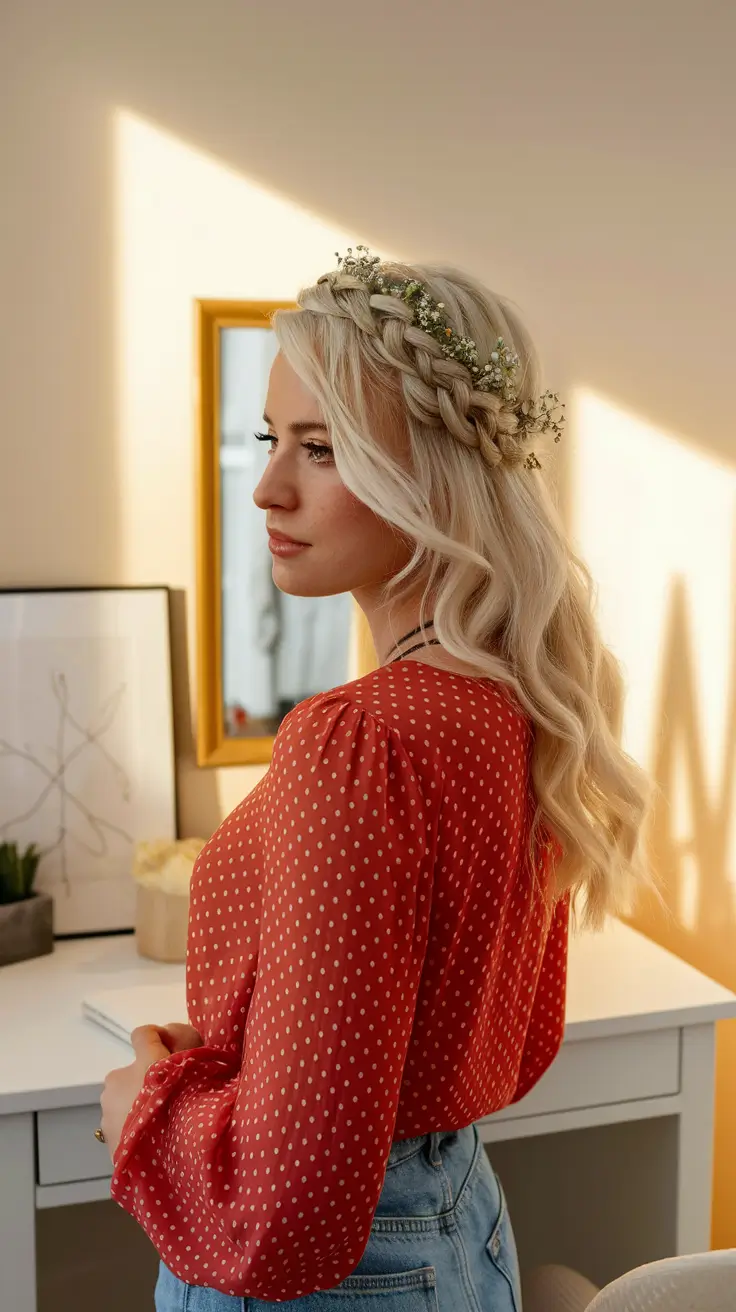 4th of july hairstyles ideas 2025 Romantic Braided Crown