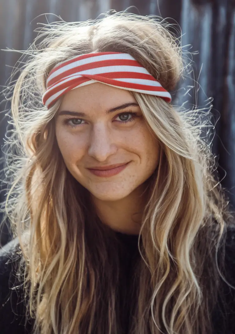 4th of July hairstyles Easy Striped Headband Style for Natural Waves