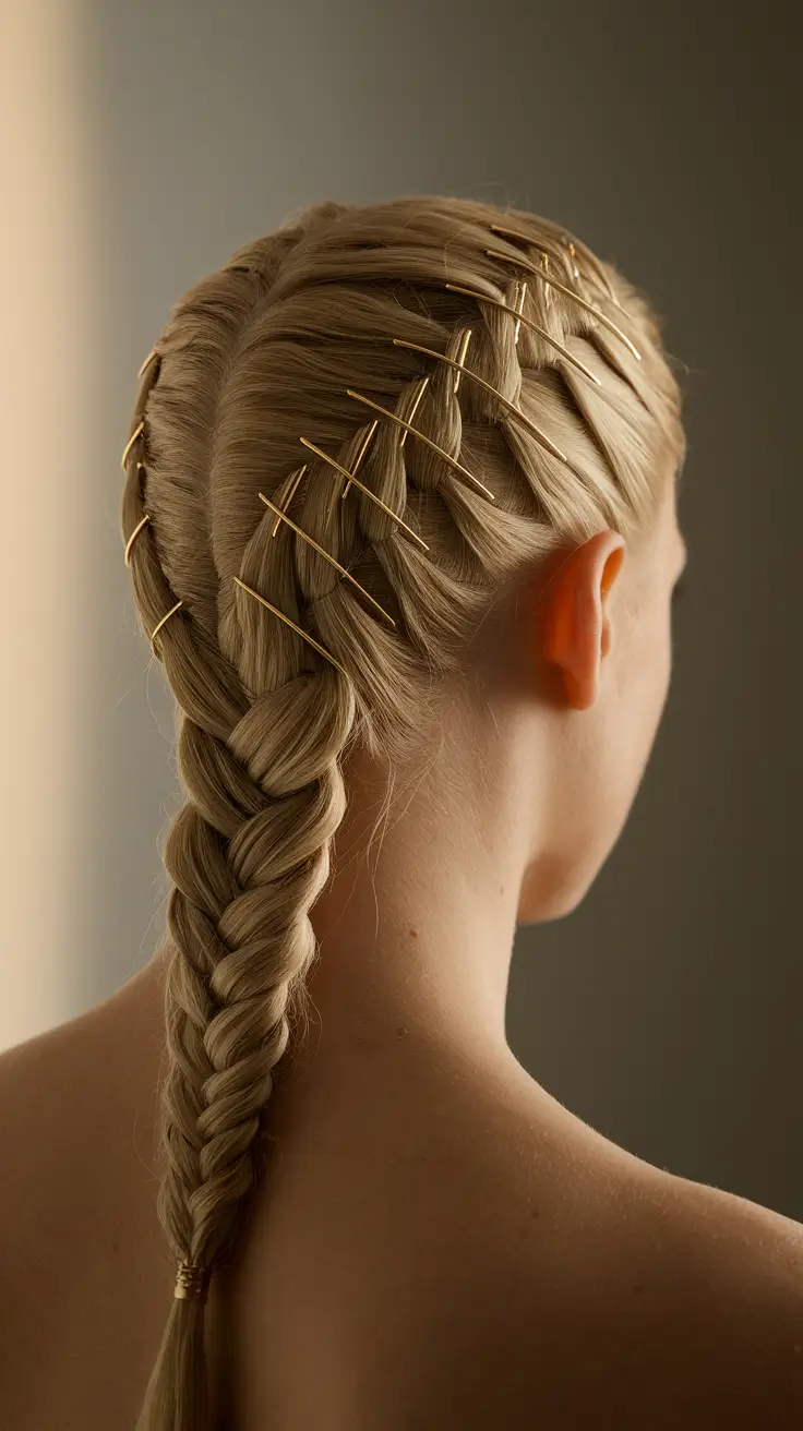 4th of July hairstyles Double Braided Crown with Pins