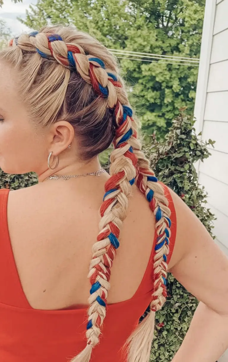 4th-of-july-hair-color-ideas-Half-Up-Half-Down-Starry-Waves