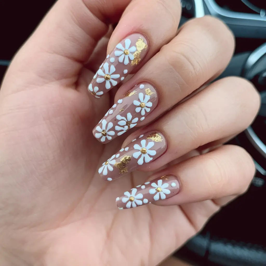 almond nails summer designs Daisy Fields Forever