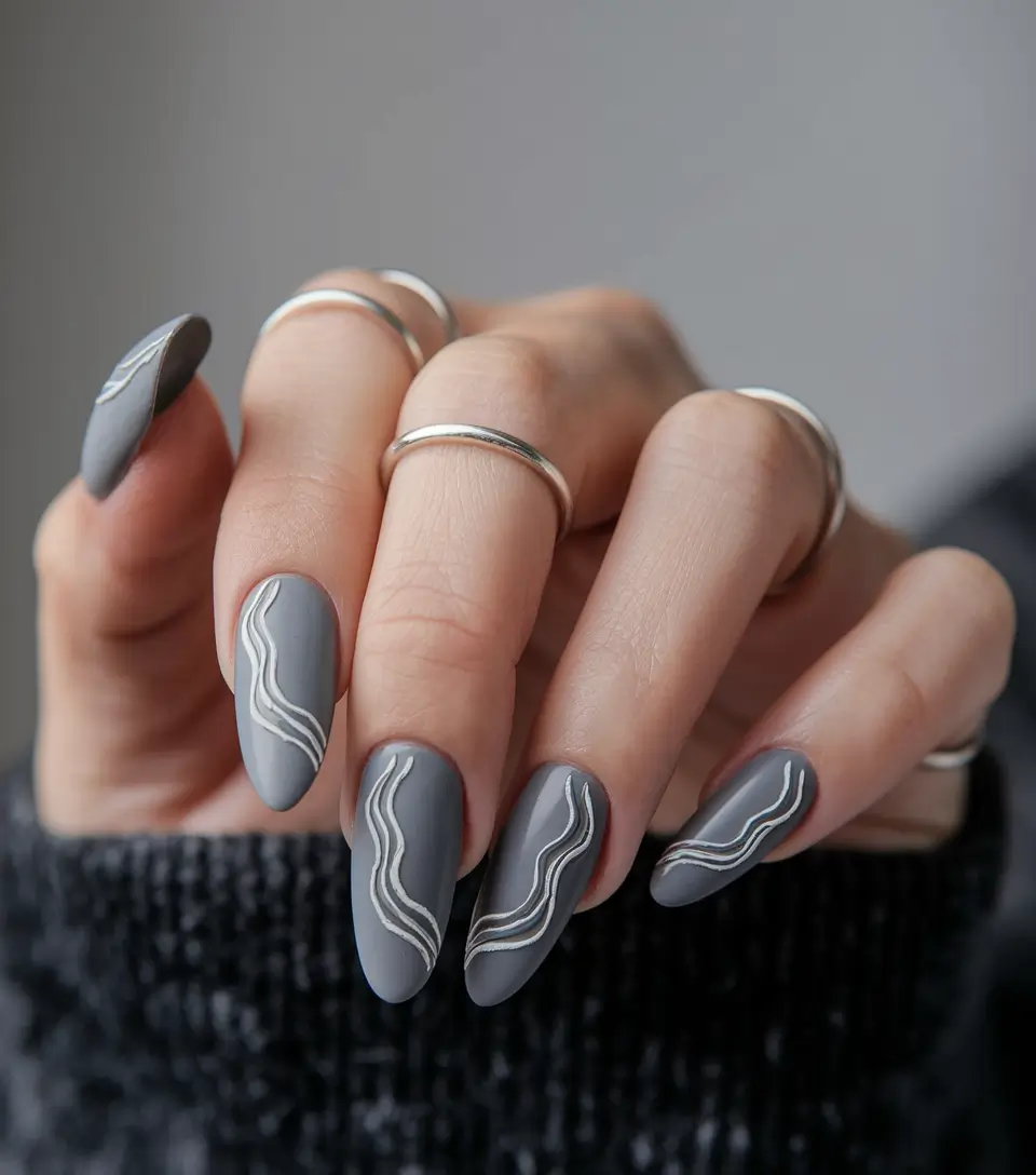 basic summer nails ideas Minimal Matte Waves in Cool Grey