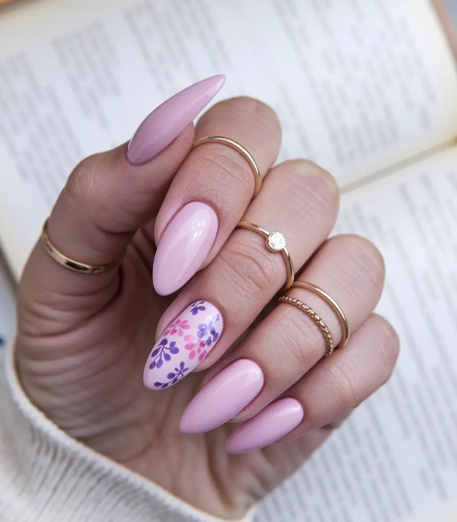 basic summer nails ideas 2025 Lavender Florals for Easy Morning Vibes